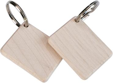 Holz-Schlüsselanhänger aus Ahornholz - Rechteckige Form - 45 x 35 x 5 mm