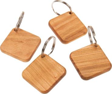 Holz-Schlüsselanhänger aus geölter Kirsche - Quadratische Form - 4 x 4 x 0,5 cm
