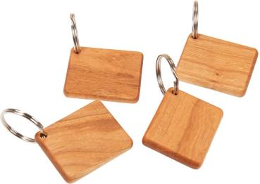 Holz-Schlüsselanhänger aus geölter Kirsche - Rechteckige Form - 4,5 x 3,5 x 0,5 cm