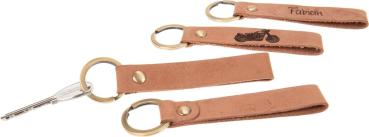 Personalisierter Leder Schlüsselanhänger mit Messingring in Hellbraun